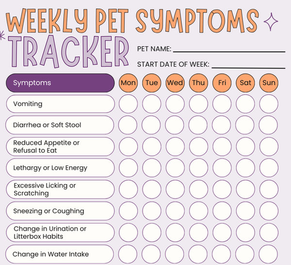 FREE! Weekly Pet Symptoms Tracker